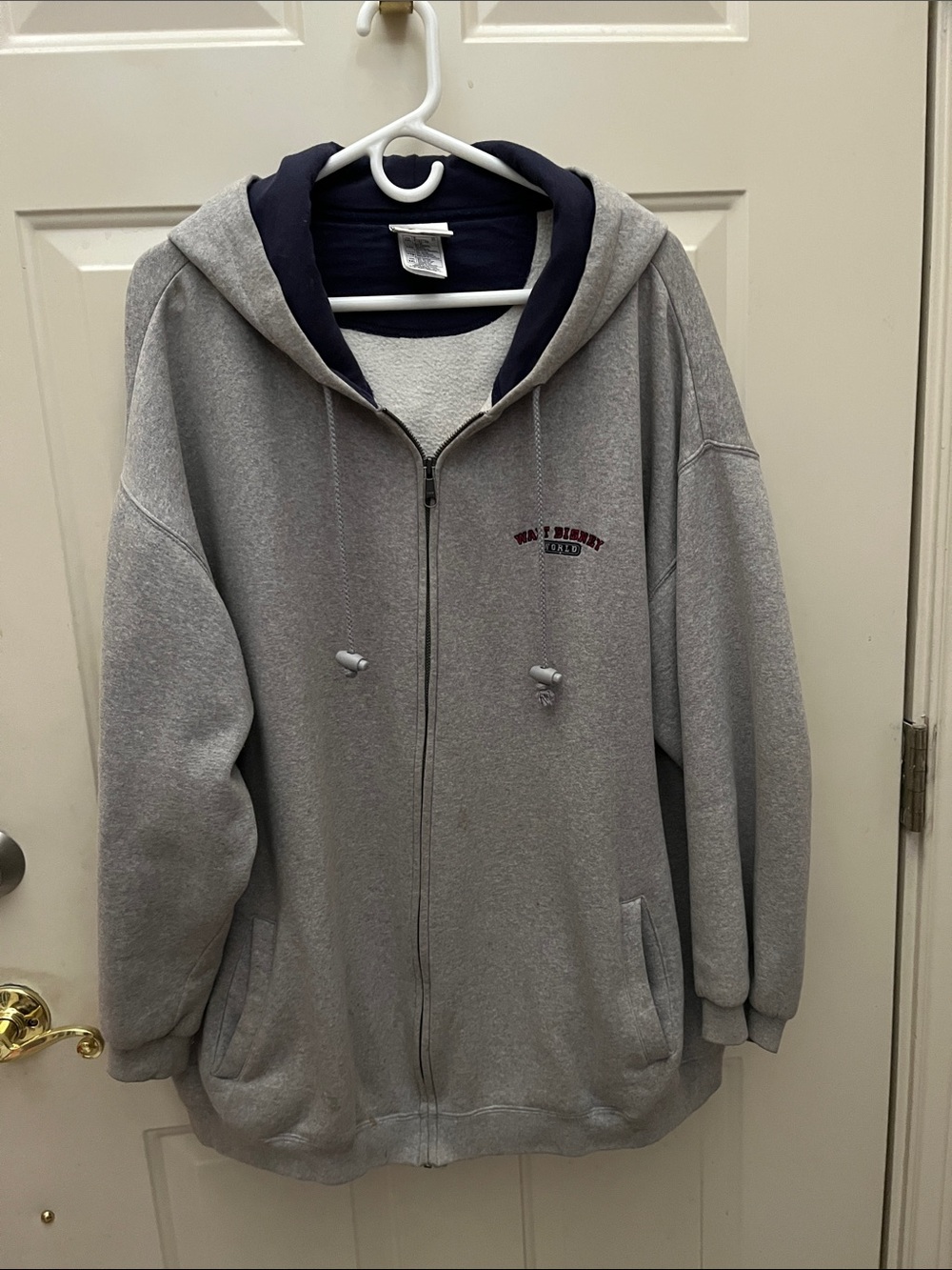 Disney Women’s / Men's Gray Zip-Up Hoodie with Navy Lining